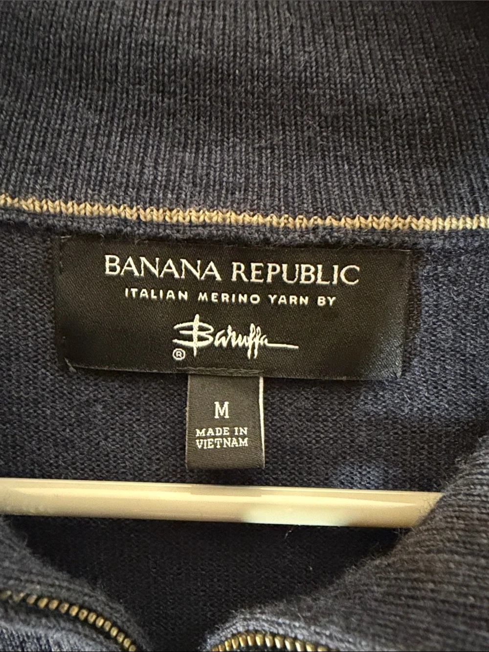 Banana Republic Men’s Navy Zip-Front Sweater